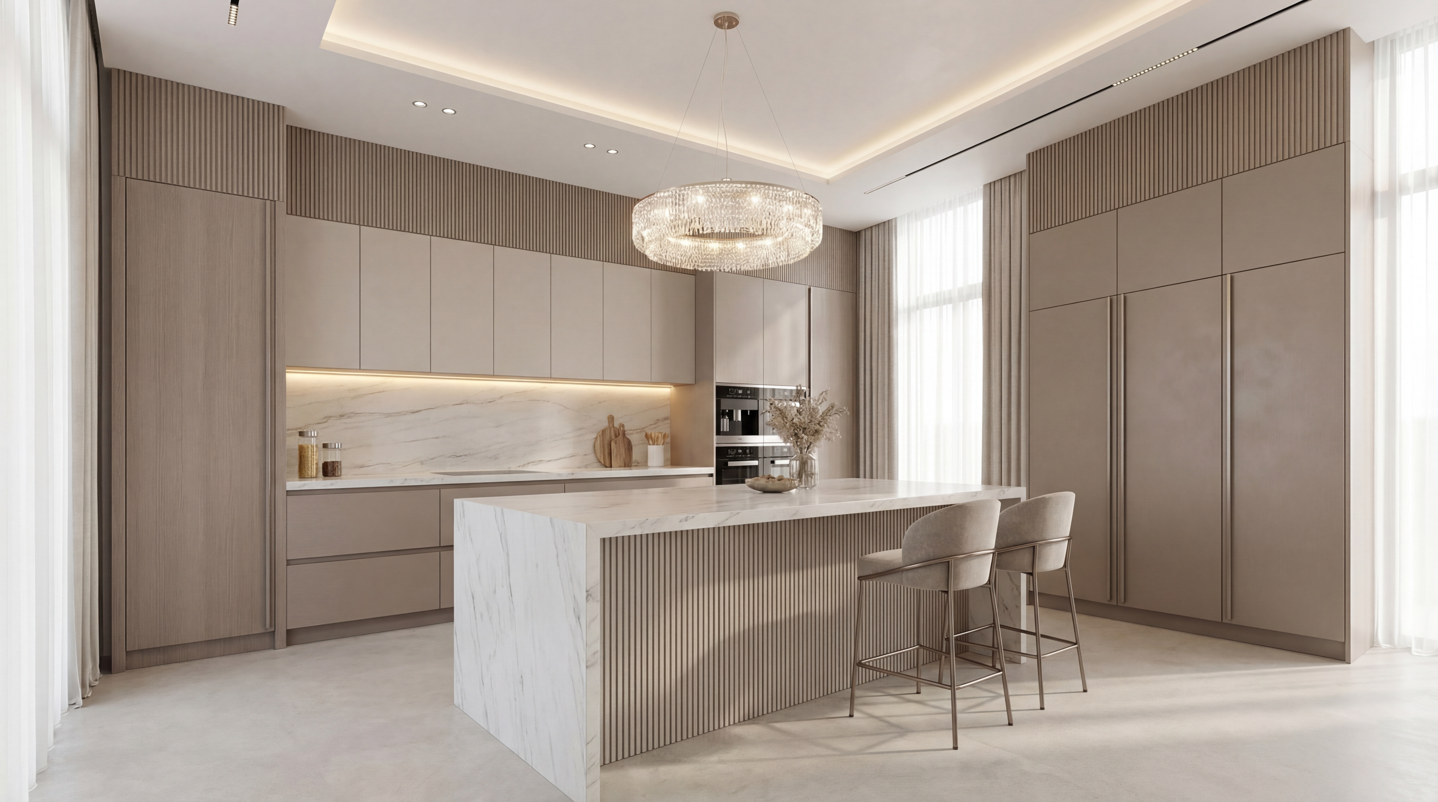 Integrated appliance panels and kitchen detail