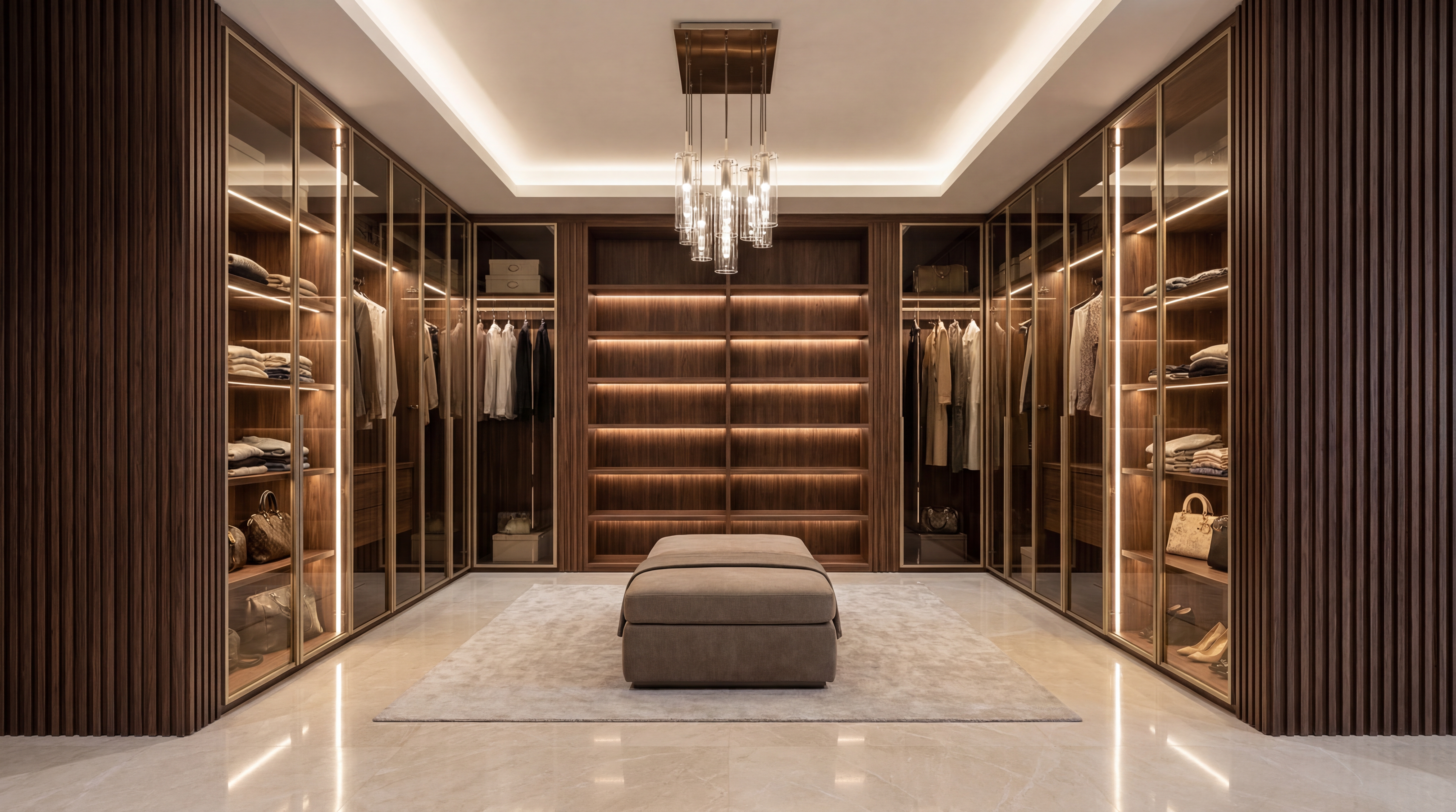 Bedroom wardrobe wall — complete installation