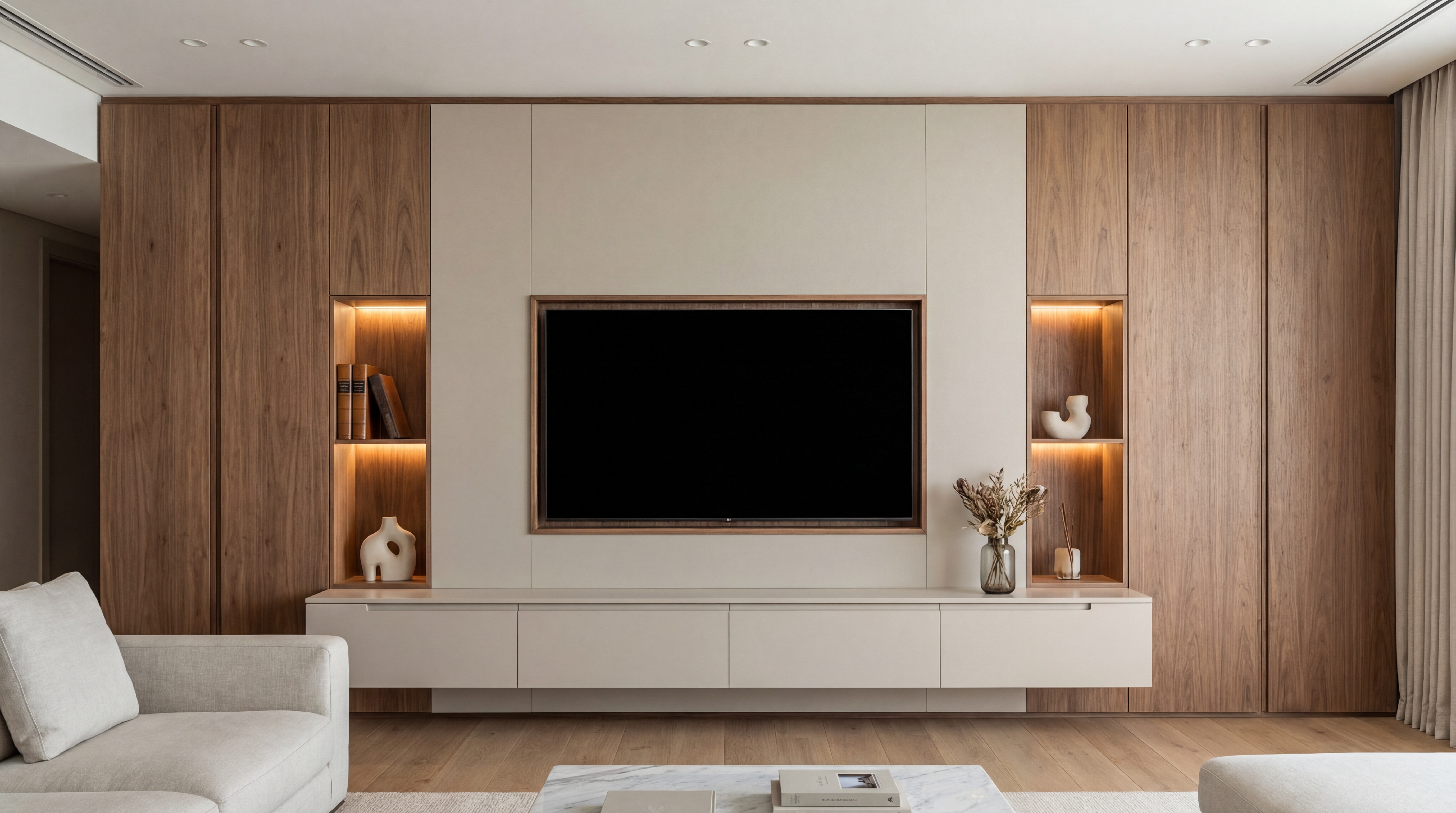 Integrated LED strip and panel shadow gap