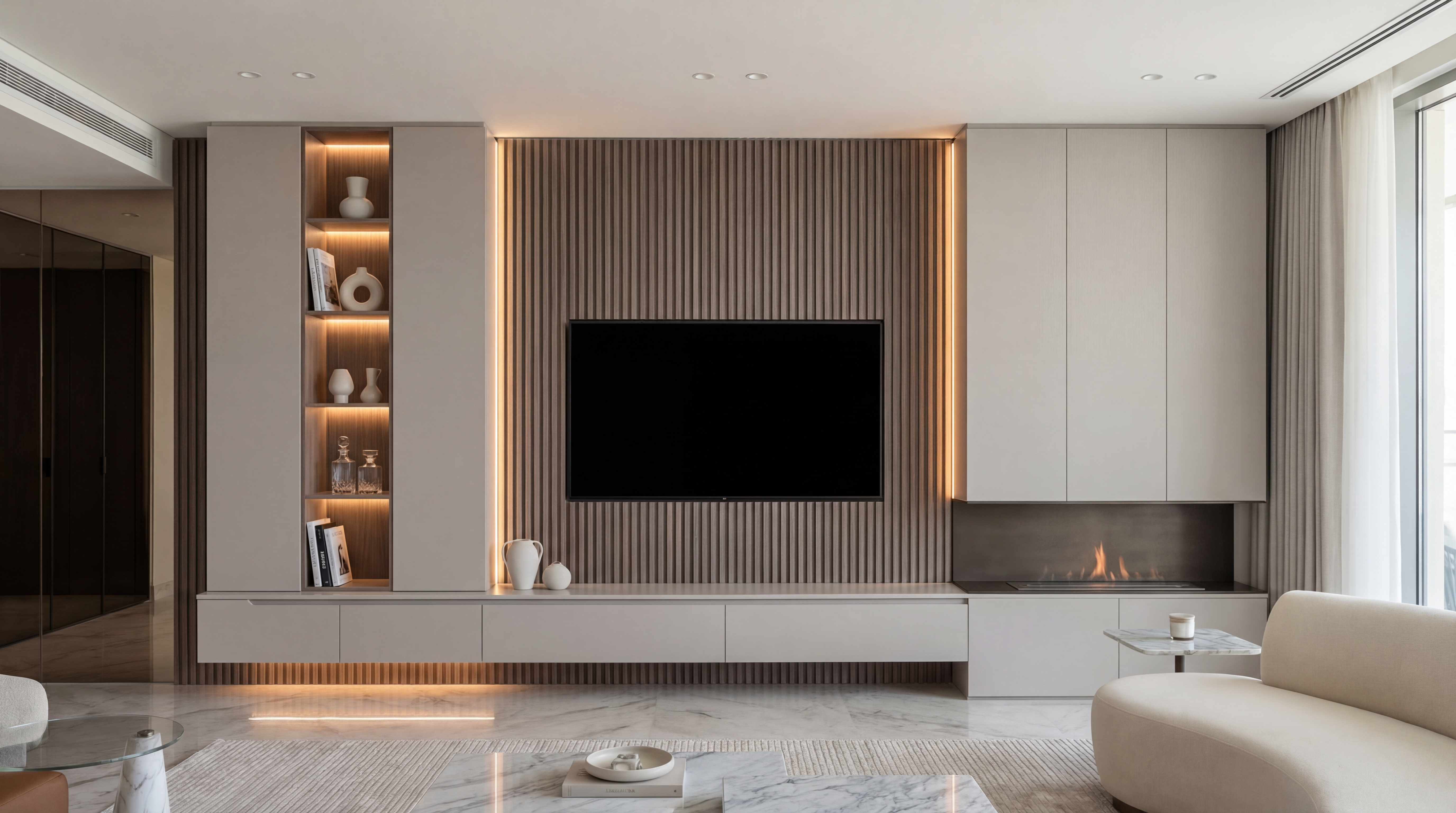 Feature wall — right section and corner detail