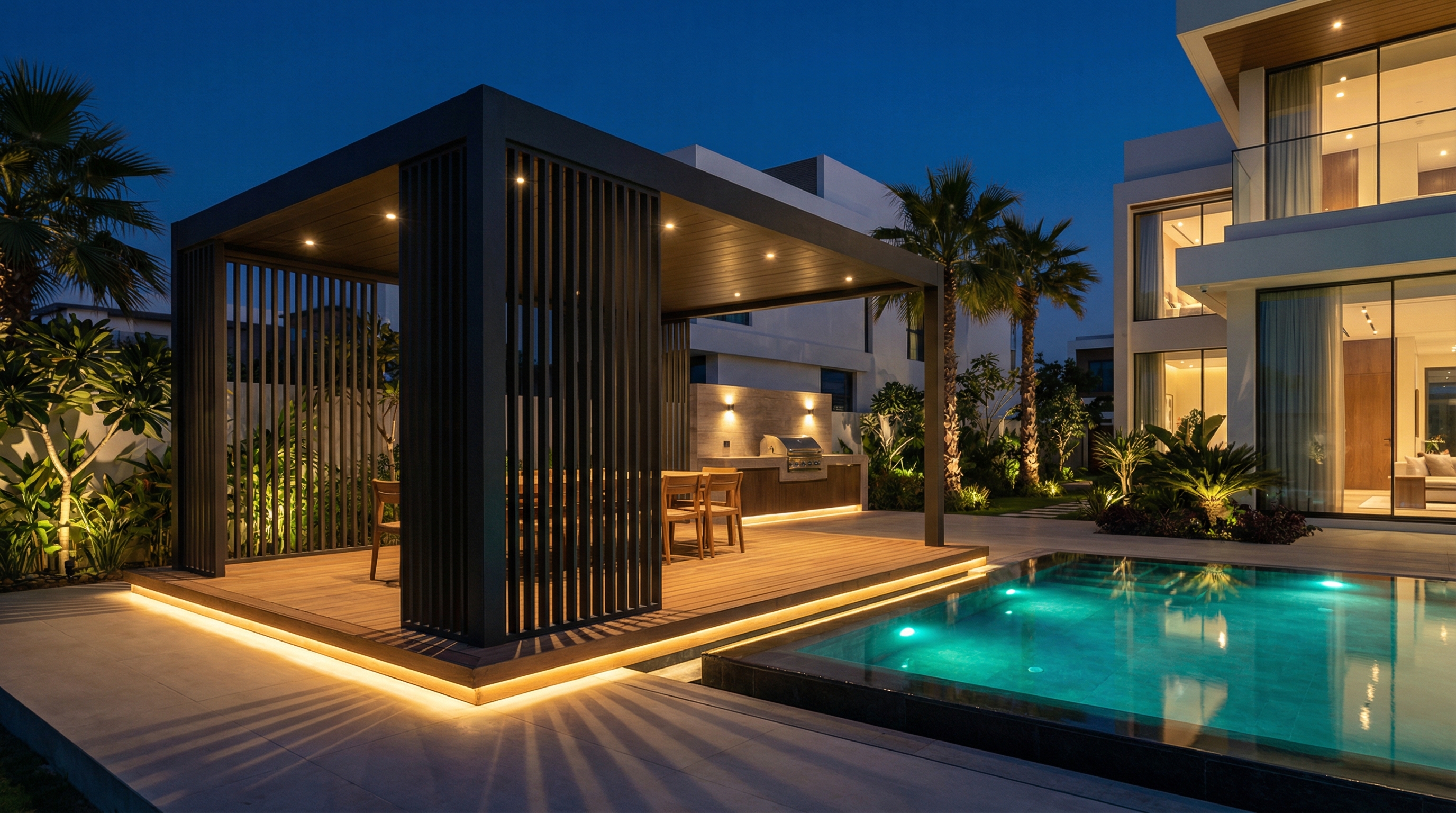 Outdoor living zone and pool connection