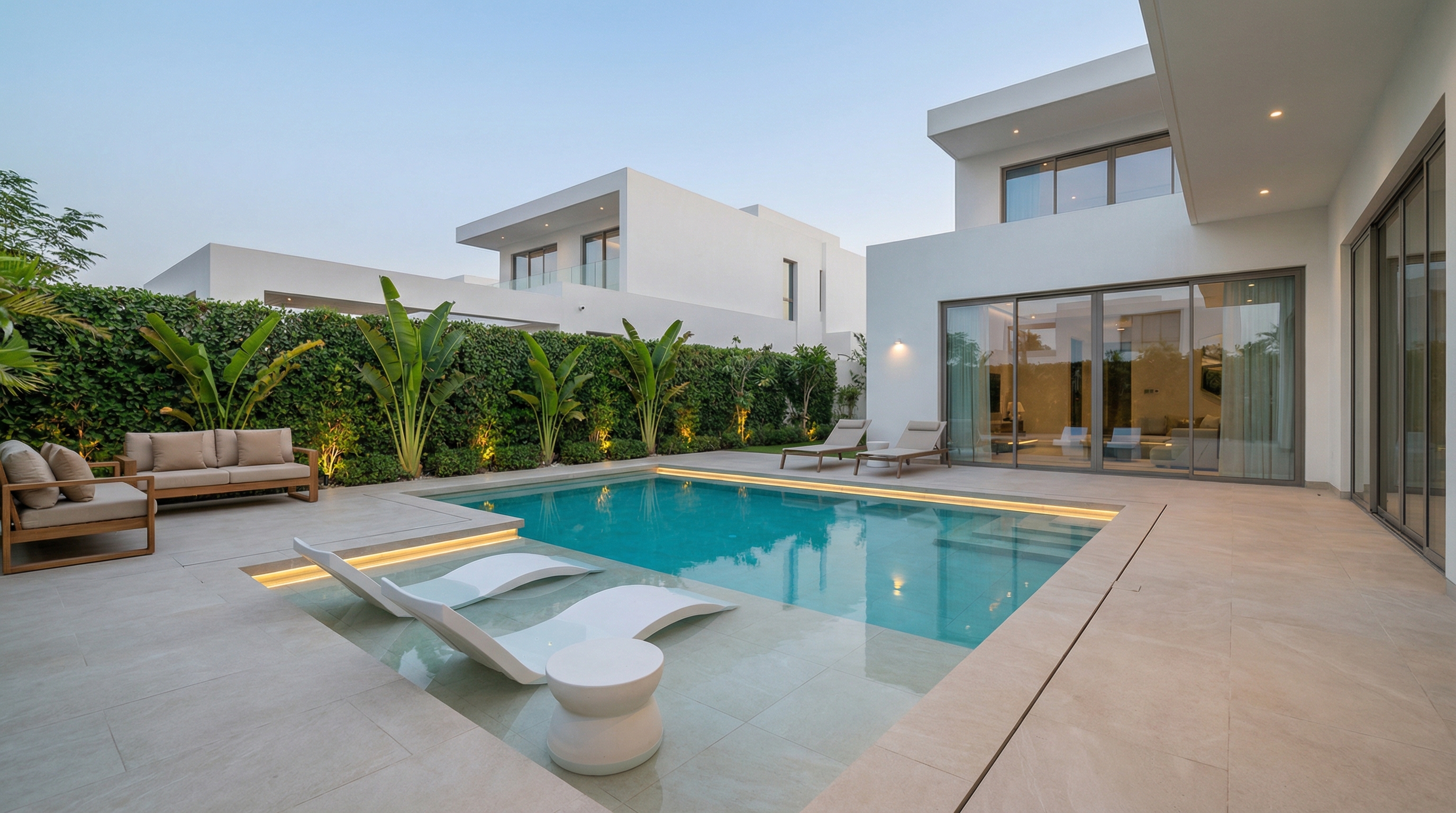 Full villa pool and outdoor overview — approved design
