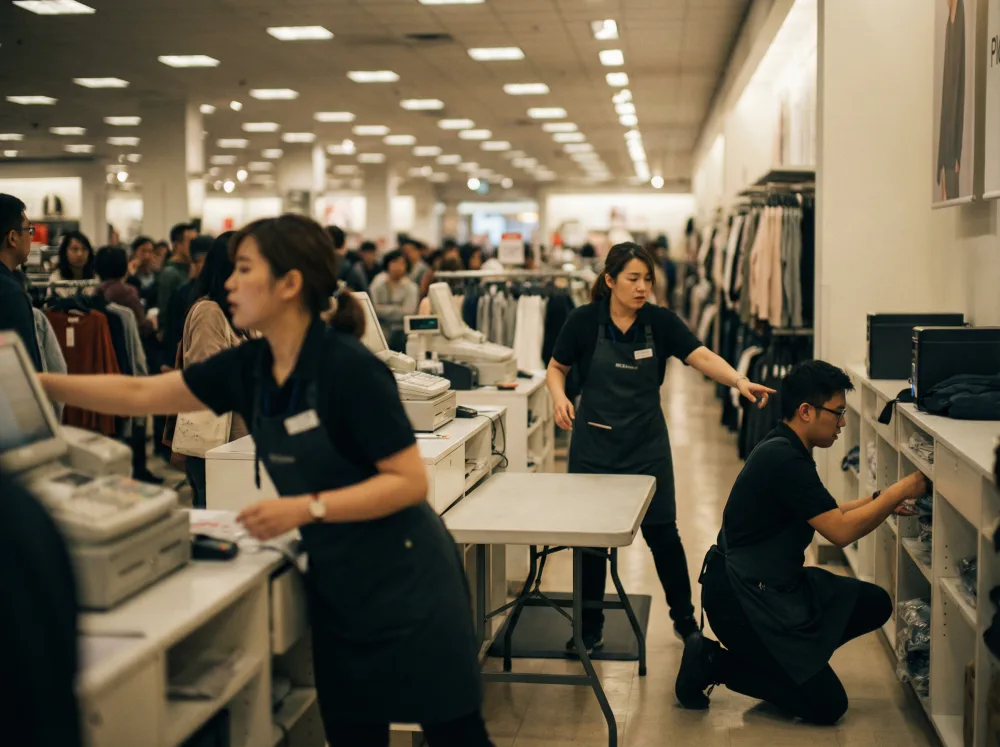 Team of employees collaborating during understaffed operations