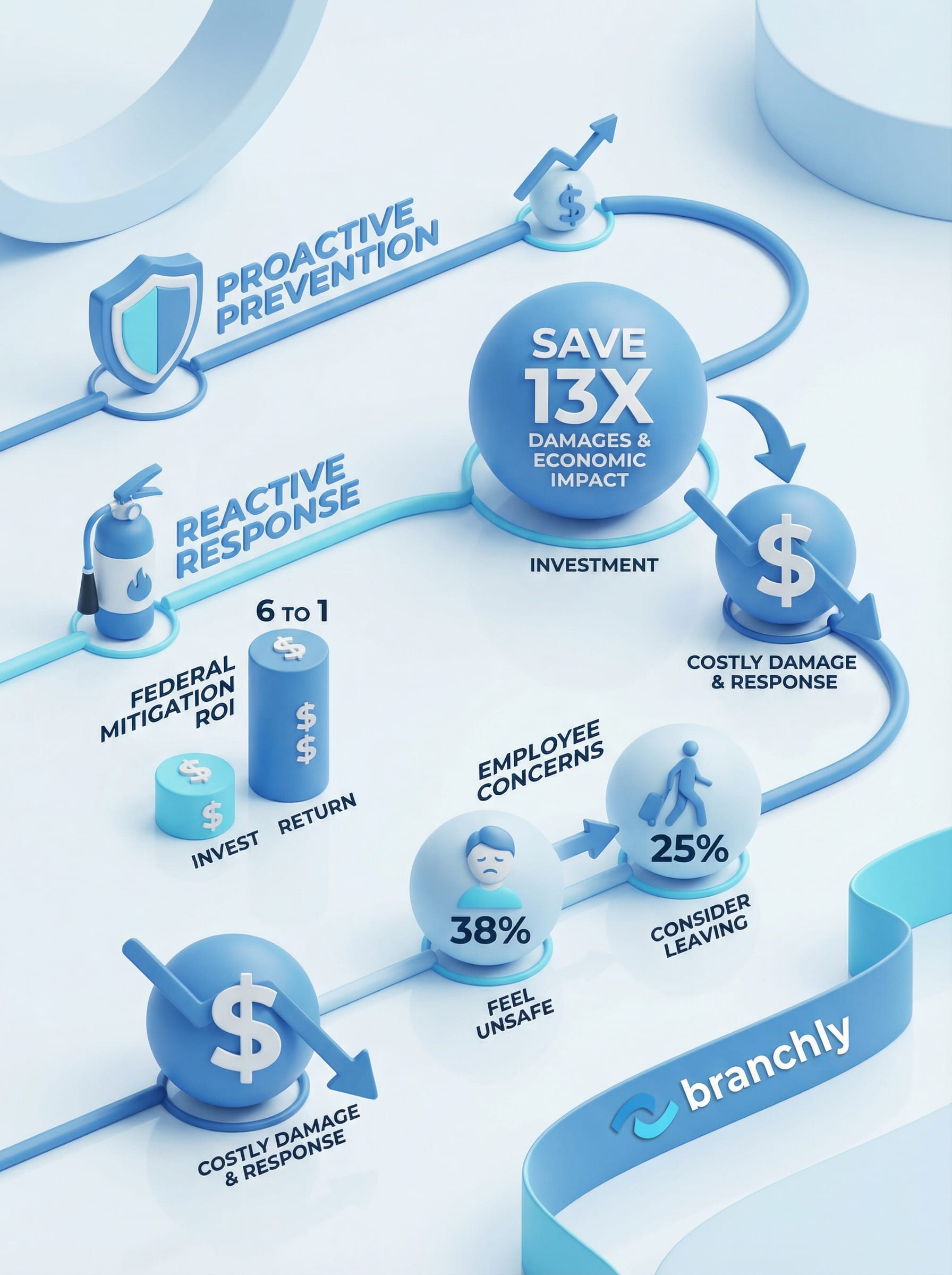 Infographic comparing ROI of proactive crisis prevention versus reactive response costs