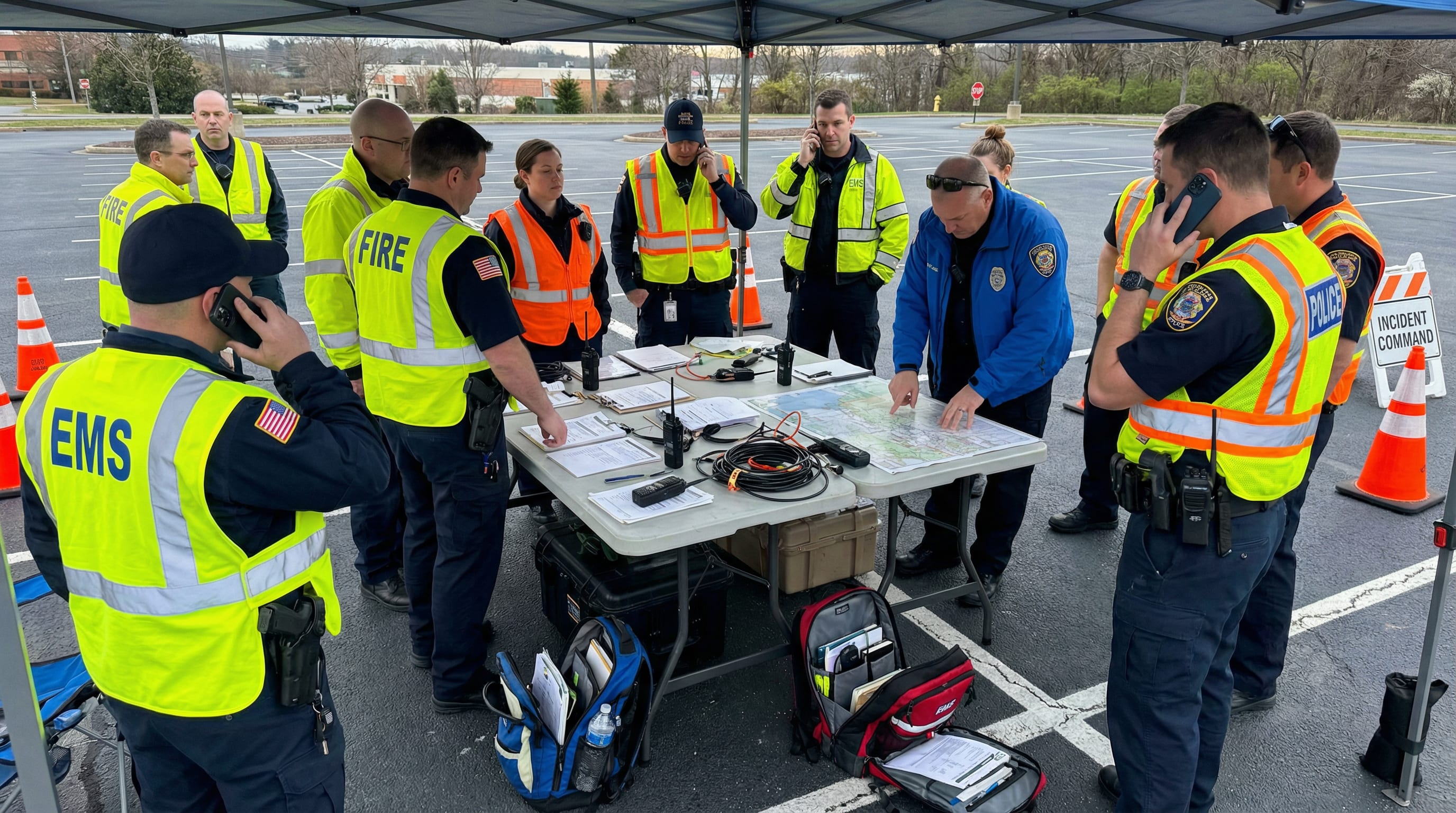 Diagram showing distributed authority with centralized visibility in crisis response