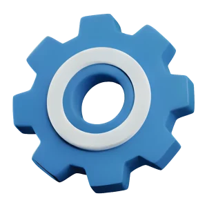 Cog icon representing technology, AI automation, and platform innovation