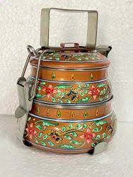 1000 ML Floral Print Stainless Steel Tiffin in Two Tier