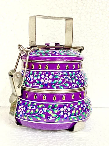 1000 ML Floral Print Stainless Steel Tiffin in Two Tier