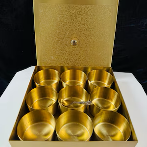 Handcrafted Brass Masala Box with Lid | Traditional Indian Spice Box for Kitchen