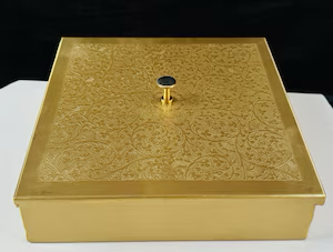 Handcrafted Brass Masala Box with Lid | Traditional Indian Spice Box for Kitchen