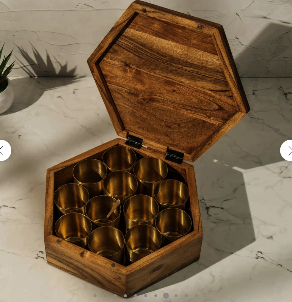 Hexagonal Handpainted Wooden Dry Fruit Box