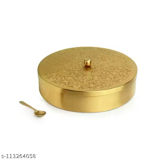 Golden Finish and Engraved Spice Box