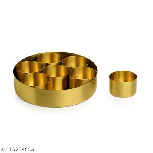 Golden Finish and Engraved Spice Box