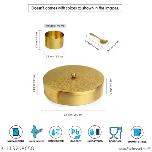 Golden Finish and Engraved Spice Box