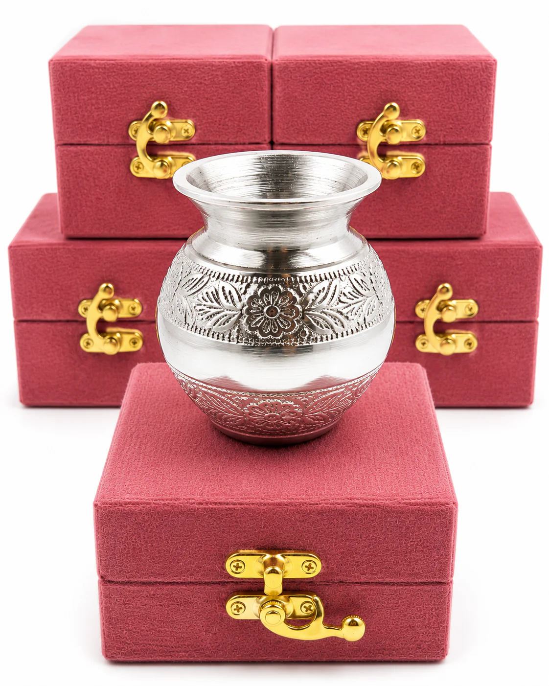 German Silver Naqqashi Diya with Premium Suede Box | Pooja Gift | Festive Return Gift