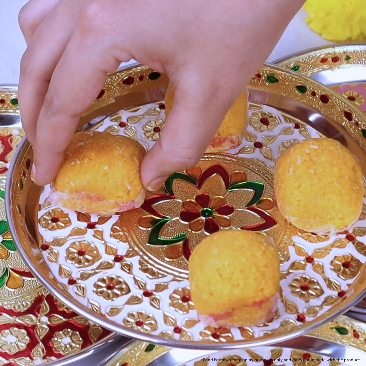 Stainless Steel  Meenakari Decorative Plate or Thali 7 inches