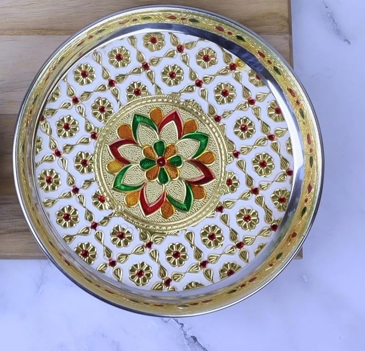 Artisanal Handpainted Pooja Thali Set
