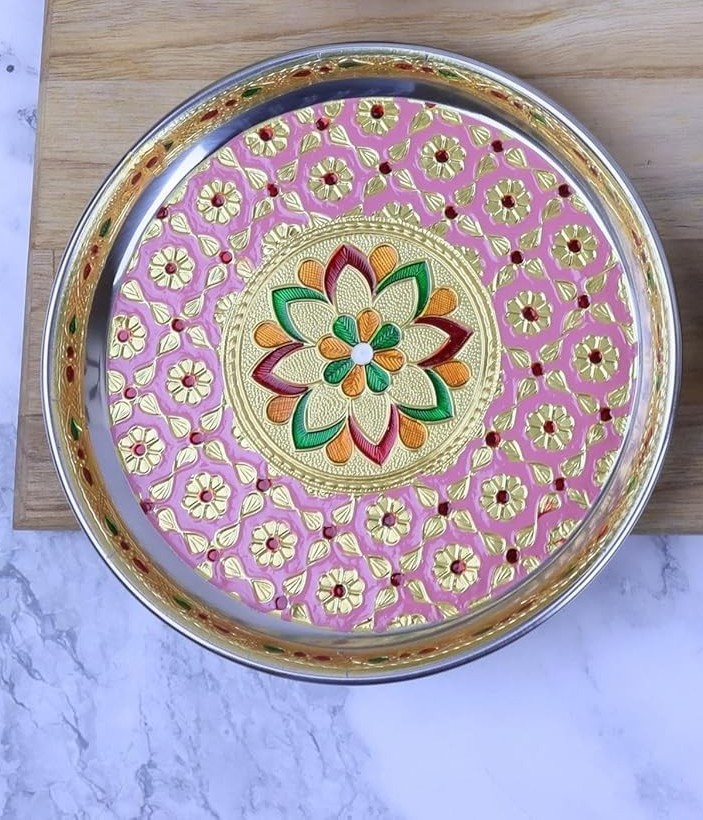 Artisanal Handpainted Pooja Thali Set