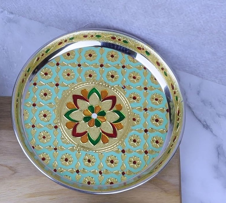 Artisanal Handpainted Pooja Thali Set