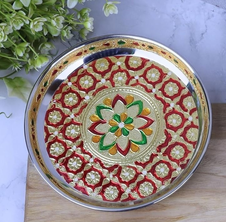 Artisanal Handpainted Pooja Thali Set