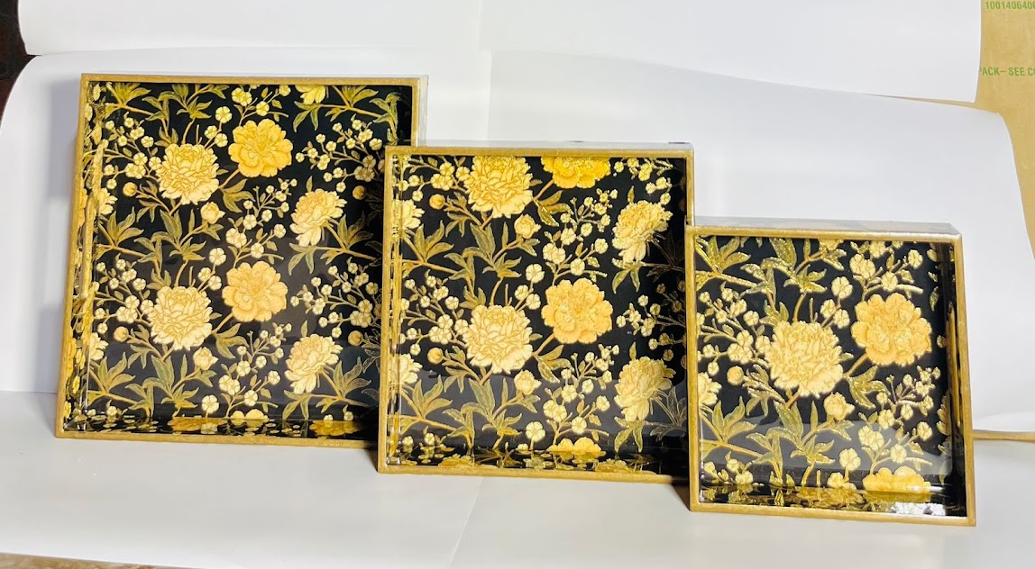 Handcrafted Wooden Serving Tray Set
