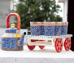 Heritage Jaipuri Kettle & Chai Glass Set