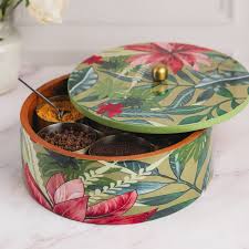 Handpainted & Printed Metal Spice Box