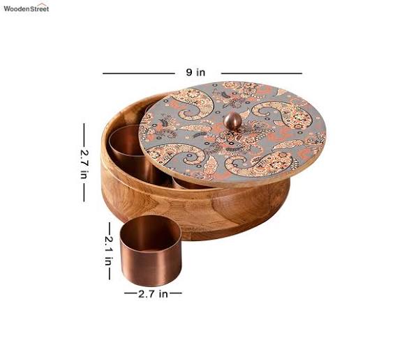 Handpainted & Printed Metal Spice Box