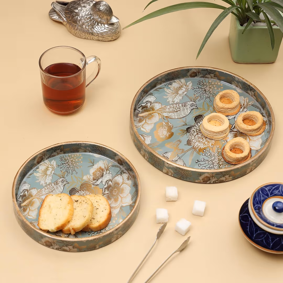 Handcrafted Wooden Serving Tray Set