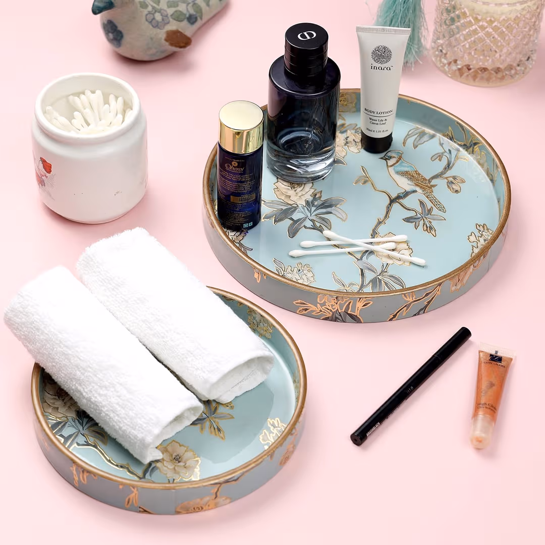 Handcrafted Wooden Serving Tray Set