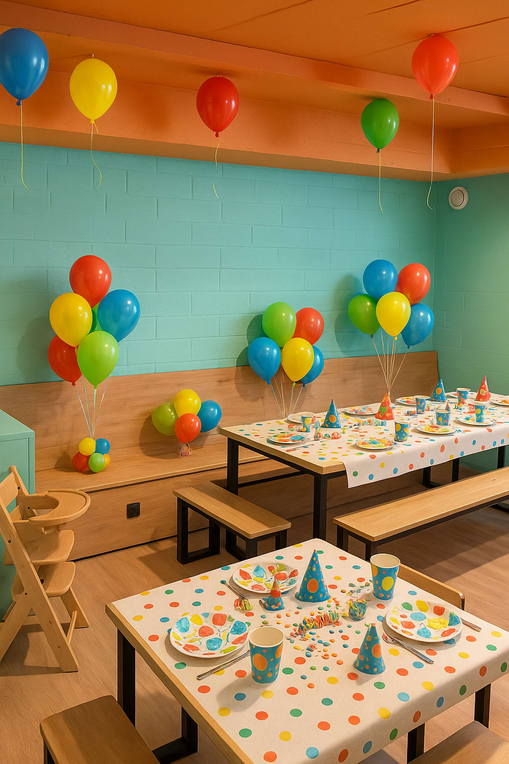 Verjaardagstafel versierd in de Waza feestzone