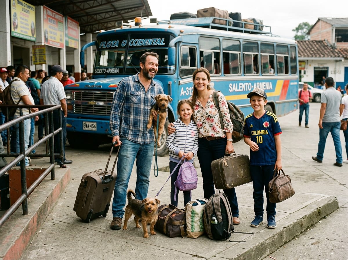 Familia de la fuerza pública lista para viajar
