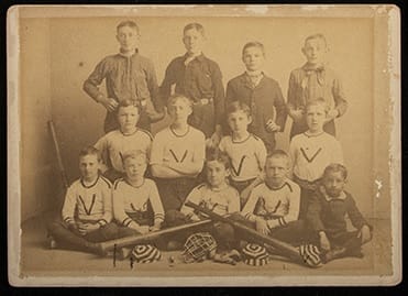 1880s-1900s youth team photo on 5"x7" mount Type 1