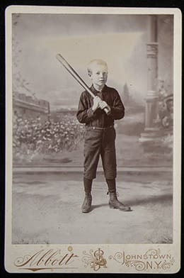 Youth baseball player cabinet photograph c.1880s-90s Johnstown, New York Type 1