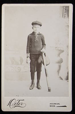 Youth baseball player cabinet photograph c.1880s-90s Allegan, Michigan Type 1