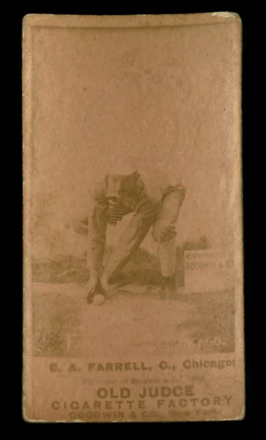 1887 N172 Old Judge #155-4 Duke Farrell - Stooping to Field Grounder GD