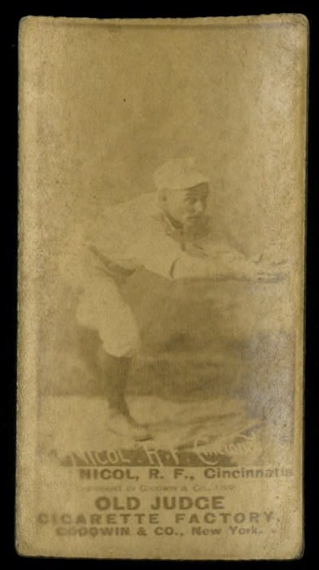 1887 N172 Old Judge #346-5 Hugh Nicol - Leaning Forward Hands Out VG-EX