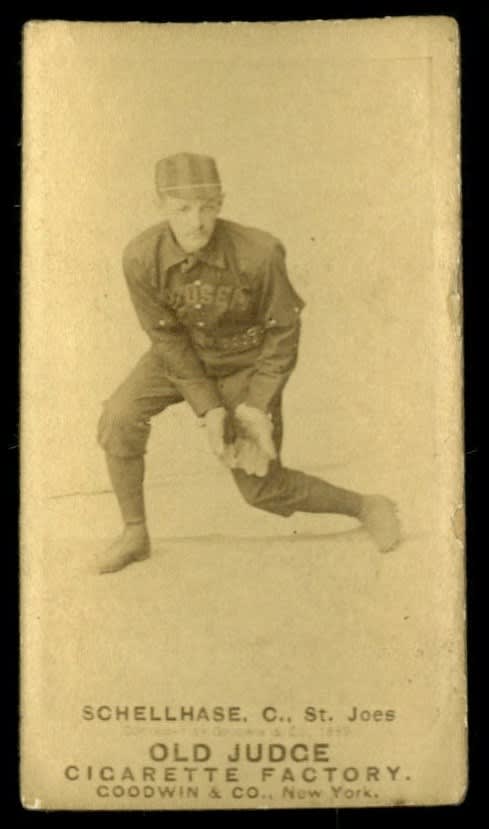 1887 N172 Old Judge #400-4 Al Schellhase - Catch Leg Bent (Thin) PR