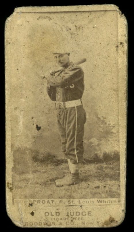 1887 N172 Old Judge #434-1 Ed Sproat - Bat at Ready on Right Shoulder PR