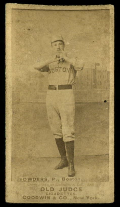 1887 N172 Old Judge #431-1 Bill Sowders - Pitch Hands Neck High VG
