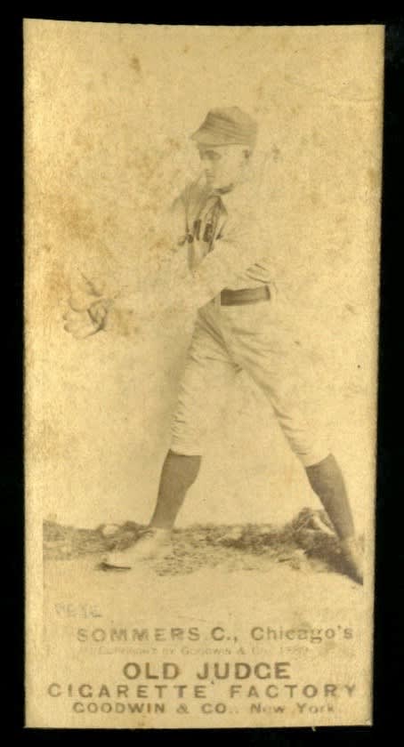 1887 N172 Old Judge #430-5 Pete Sommers - Catch Both Arms Extended VG-EX