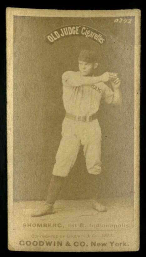 1887 N172 Old Judge #417-2 Otto Shomberg - Throw Hands Neck High GD