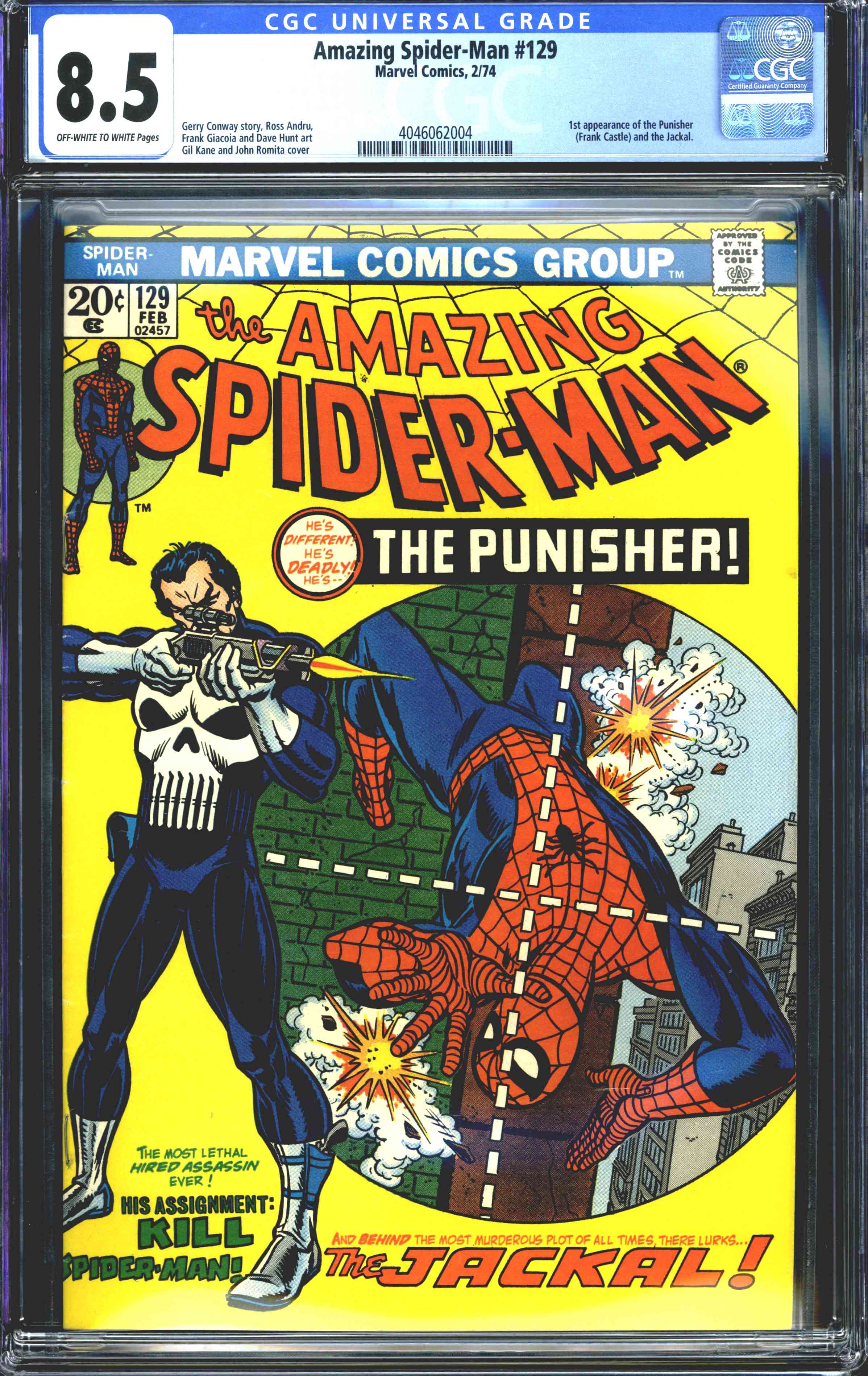 1974 Marvel Comics Amazing Spider-Man #129 CGC 8.5 1st Apr of the Punisher