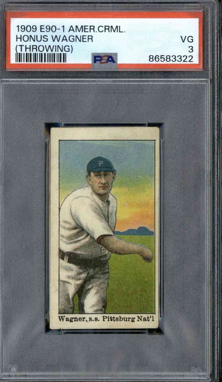 1909 E90-1 American Caramel Honus Wagner (Throwing) (High End) No Crease PSA 3