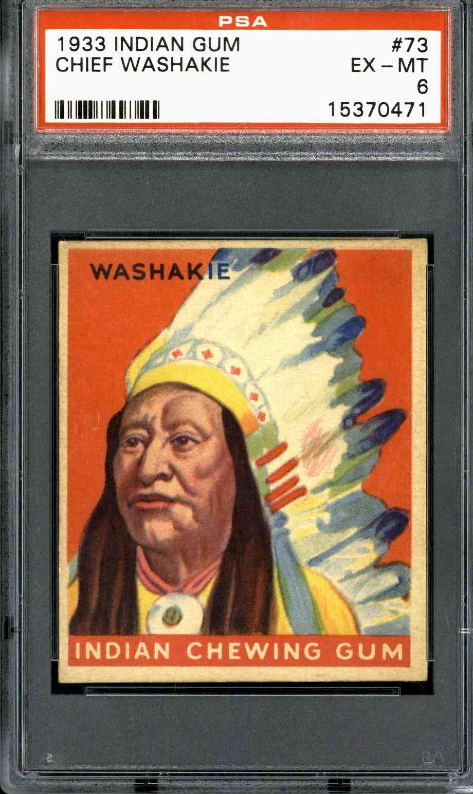 1933 Indian Gum #73 Chief Washakie PSA 6