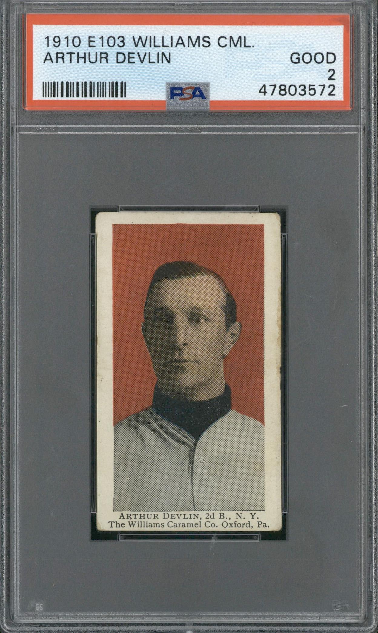 1910 E103 Williams Caramels Arthur Devlin PSA 2