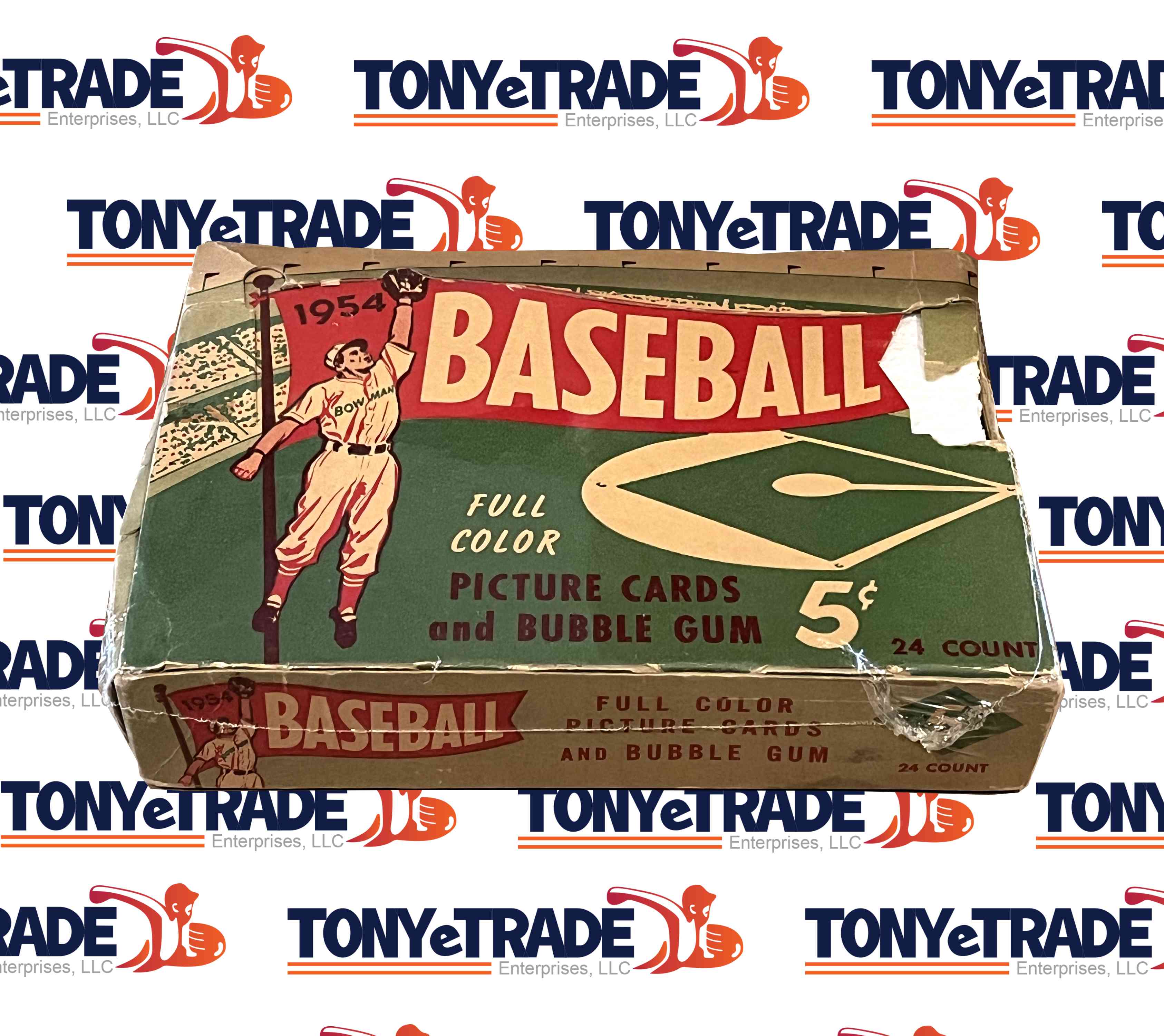 1954 Bowman Baseball Dated 5 Cent Empty Wax Box