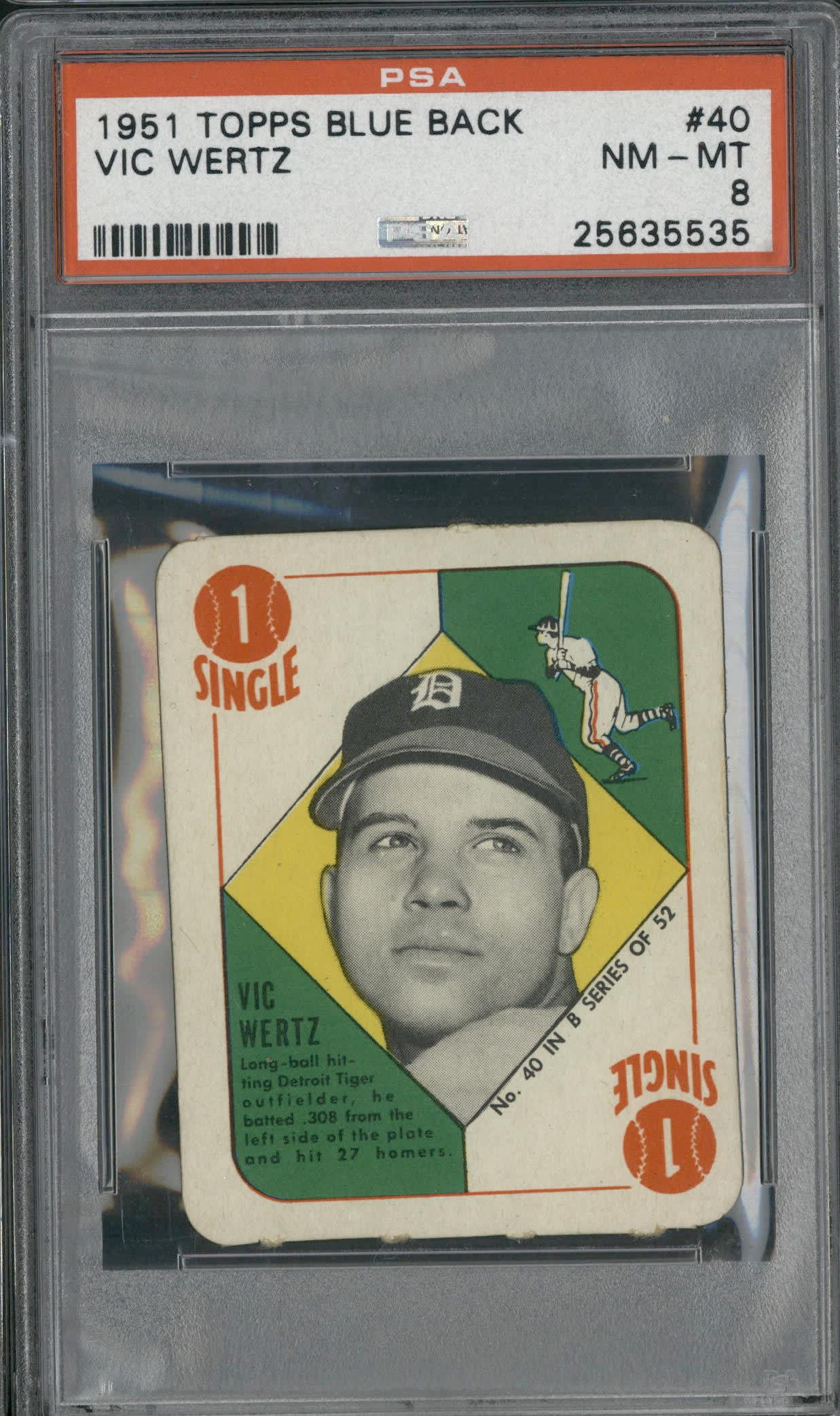 1951 Topps Blue Back #40 Vic Wertz PSA Nm-Mt 8