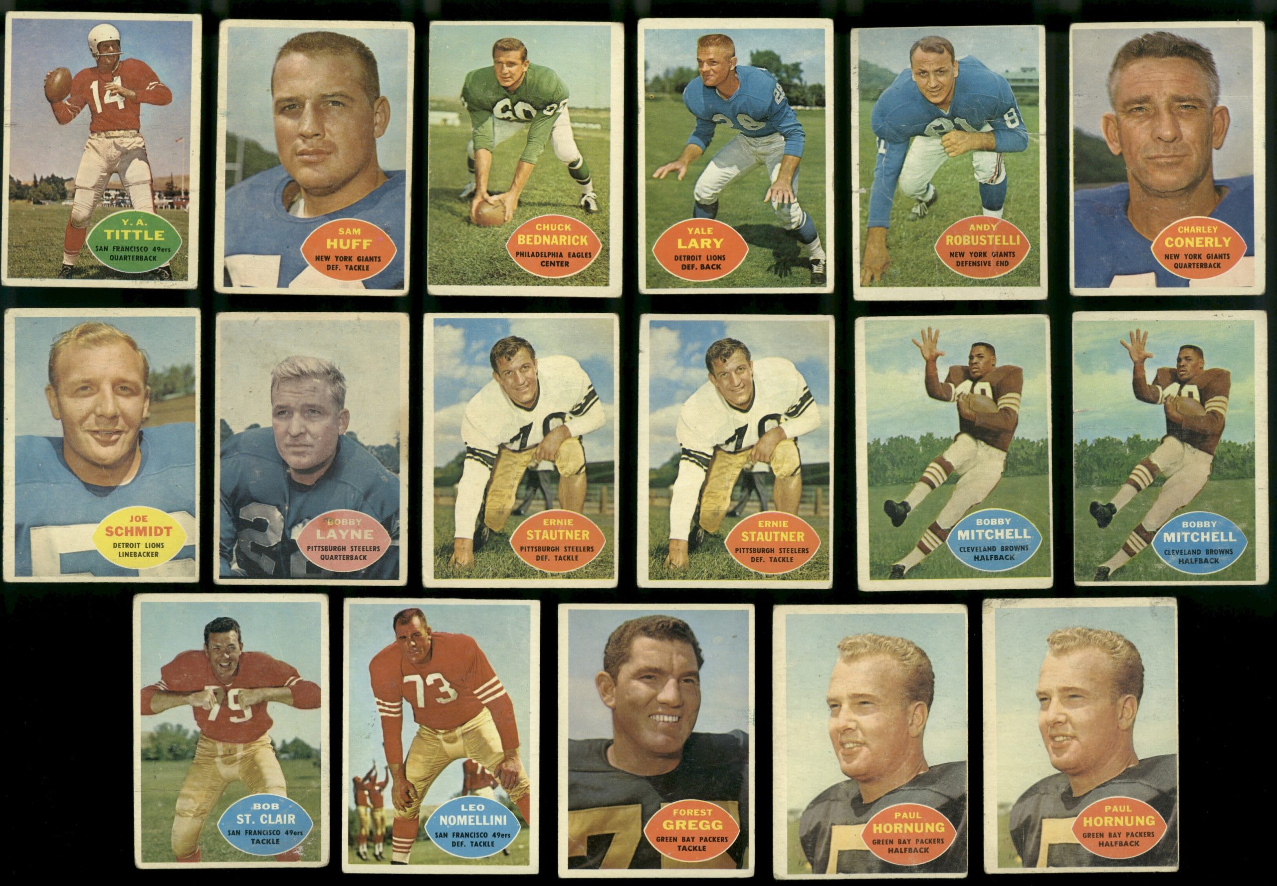 Football HOF Lot of 79 Cards Low-Grade Blanda Fears Graham All Cards Pictured