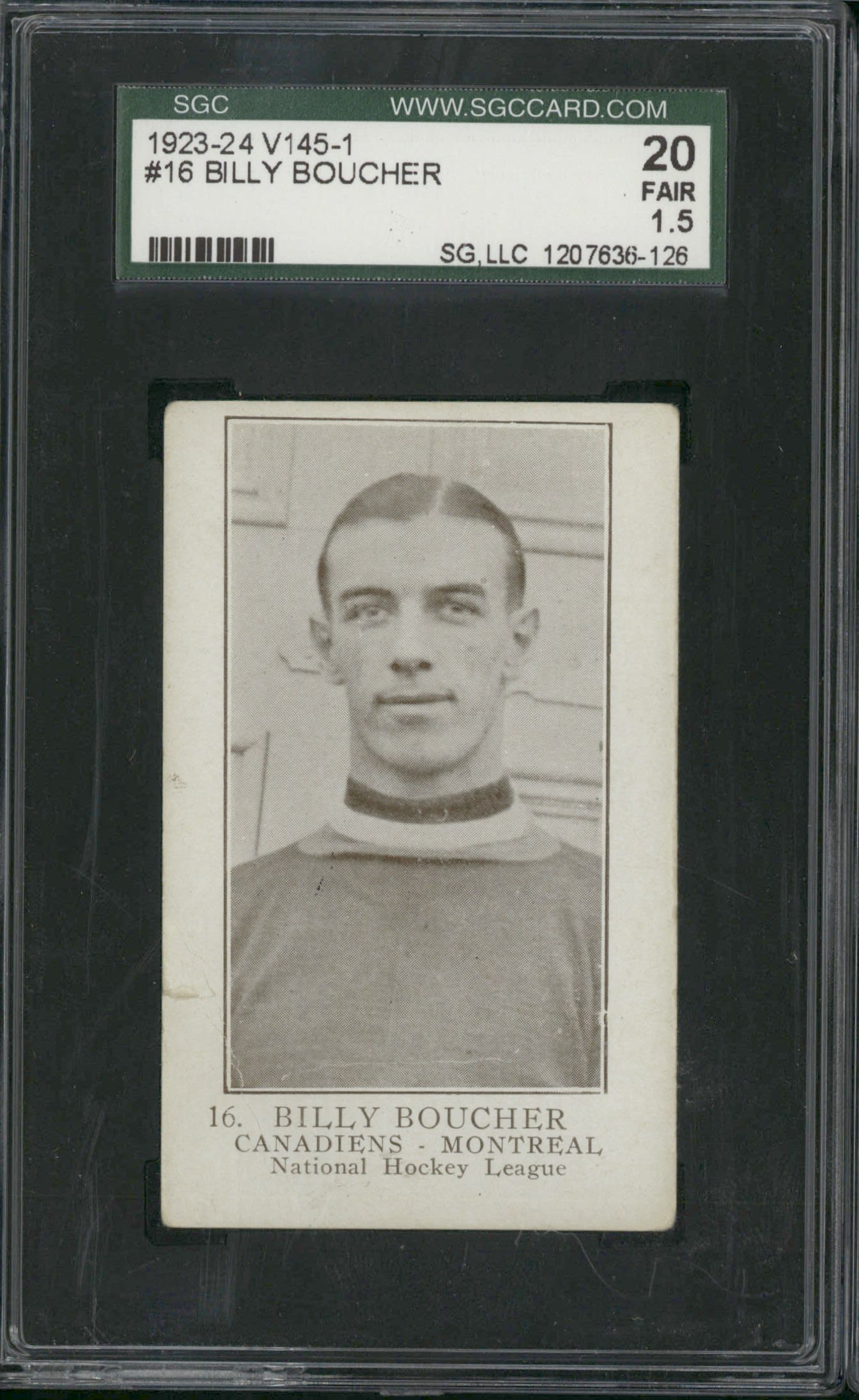1923 V145-1 #16 Billy Boucher SGC 20 FR